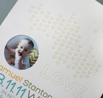 A new mom keepsake in glorious letterpress