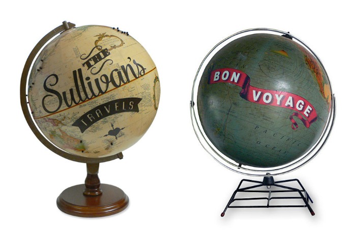 Custom art globes pieces kick our wanderlust up a notch